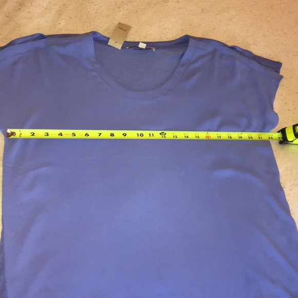 NWT - LOFT Blue Mixed Media Top, Size LP - Picture 9 of 10